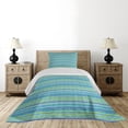 thumbnail image 3 of Ambesonne Vintage Stripe Quilted Coverlet 2 Pcs, Blue Green Tones Art, Twin Size, Multicolor, 3 of 5