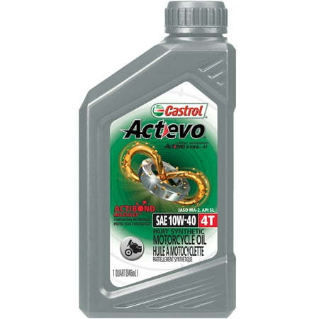 (3 Pack) Castrol Actevo 4T 10W-40 Part Synthetic Motorcycle Oil, 1 Qt.