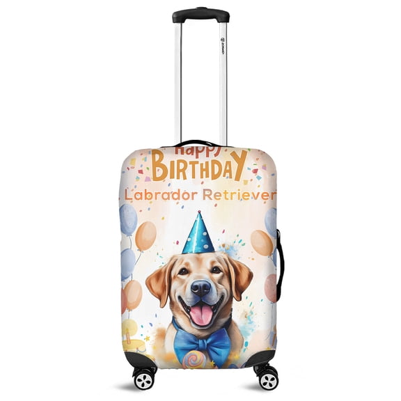 Watercolor Labrador Retriever Happy Birthday Celebration Balloons Gift Party Travel Luggage Cover Lab Dog Lover Gifts Suitcase Dust Protective Decor - 00028