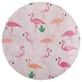 thumbnail image 3 of Flamingo Pattern Washable Round Rug -Circle Area Rugs for Nursery Bedroom, Vintage Non Slip Non Shedding Low Pile Carpet for Living Room Coffee Table Entryway, 3 of 6