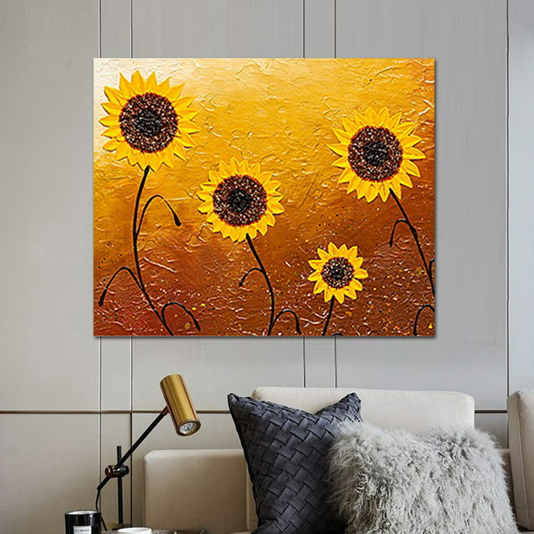 ArtbyHannah 24x36 inch Flower Canvas Bedroom Painting Wall Art with Hand  Painted on Canvas, Large Oil Painting Textured Wall Decor for Living Room  Bedroom, Ready to Hang 