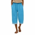 thumbnail image 5 of YOZGXEG Wide Leg Pants Women Women Summer Wide Leg Linen Pants Elastic Waist High Waisted Casual Beach Trousers Blue S-3Xl, 5 of 7