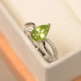 thumbnail image 2 of Peridot ring pear cut gemstone engagement ring 925 sterling silver ring, 2 of 4