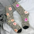 thumbnail image 7 of Floral Leopard Gold Stockings Peach Print Design Funny Socks Spring Non Skid Socks Couple, 7 of 7