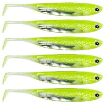 Dr.Fish 6pcs Fluorescent Green Fishing Swimbait Soft lure Plastic T Tail Bait Minnow Shad Body Lure Drop Shot Bass Trout Walleye
