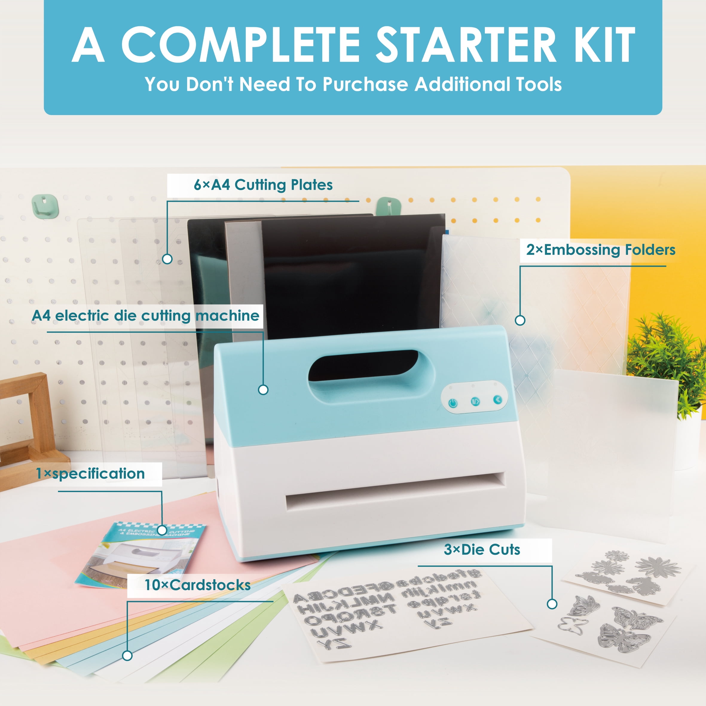 Blue Color Electric A4 Die Cutting & Embossing Machine for Arts & Crafts, Scrapbooking & Cardmaking,9” Opening