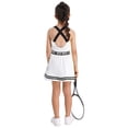 thumbnail image 2 of YUUMIN Girls Tennis Golf Dress Sleeveless Letters Print A-line Dress with Shorts Set for Gym Sport White 6, 2 of 7