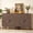 2 Set Walnut, variant on LEFHDA Vintage French Style Accent Cabinet with Storage, 30.7" Sideboard Buffet Cabinet with 2 Floral Carved Doors & Distressed Design, Hallway, Dining Room, Antique Walnut 1PC