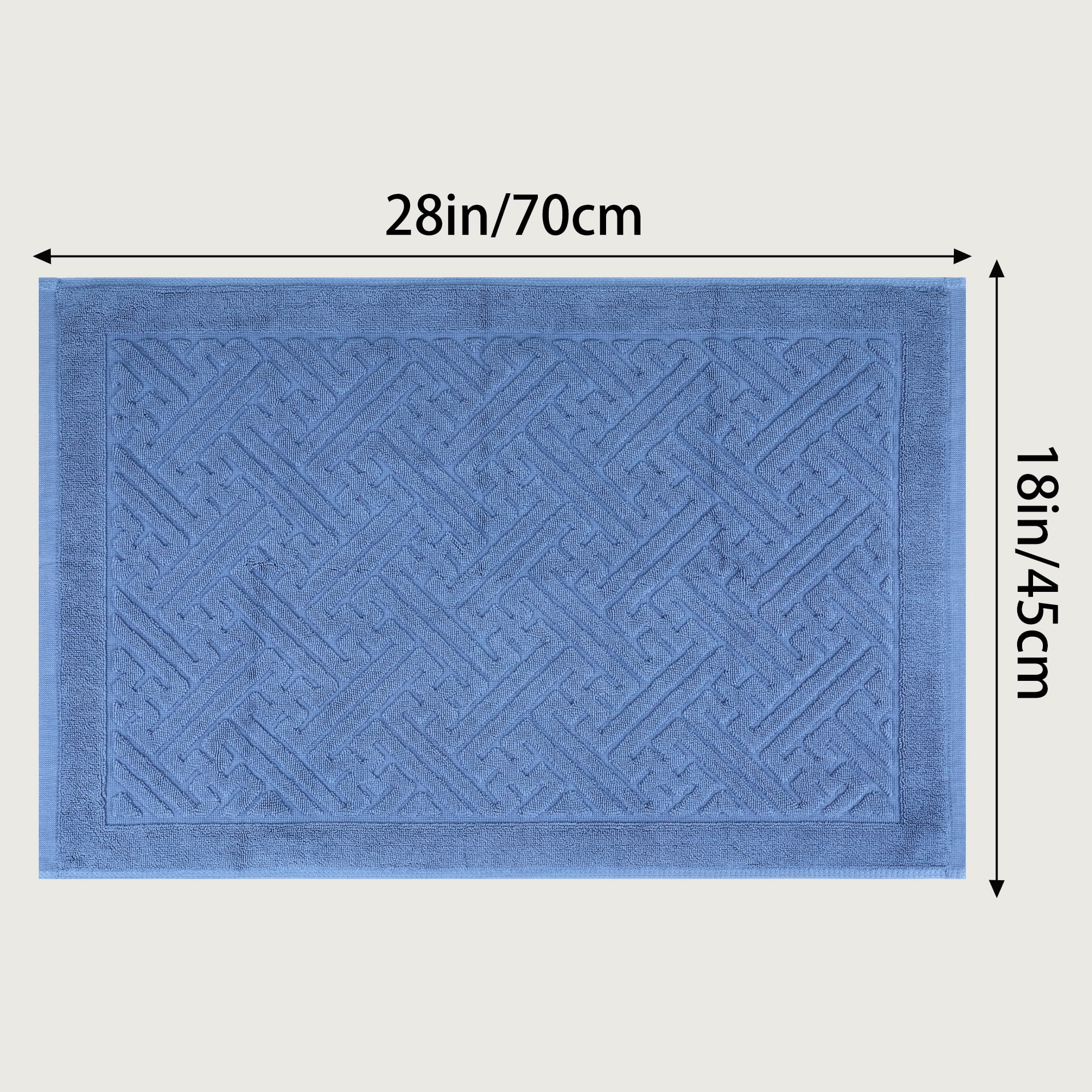 Unique Bargains Luxury Bath Mat Cotton Absorbent Hotel Spa Shower Floor Towel Blue