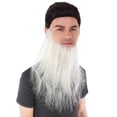 thumbnail image 5 of HPO Adult Men's Fake Mustache & Beard, Southern Long Gray Costume Beard Set, Synthetic Hair, 5 of 11