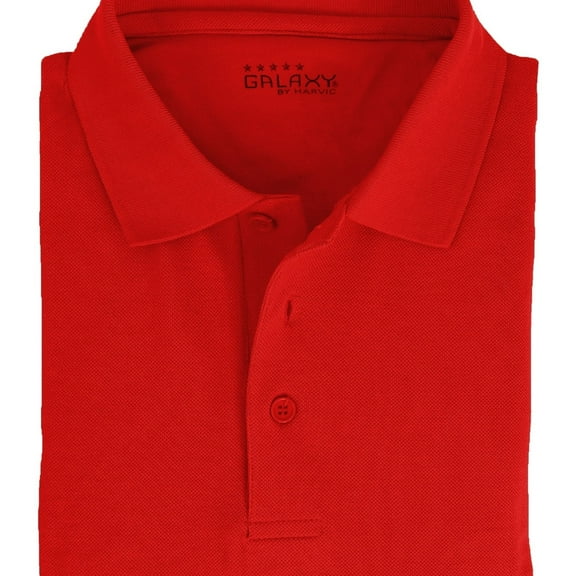 Harvic Mens Solid Knit Polo Shirt, Red, X-Large