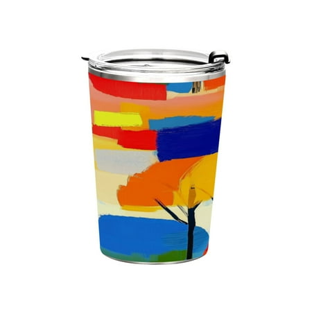 

11oz Straw Mugs with Handle and Straw Lid Sports Mugs Car Mugs Abstract Landscape with Trees