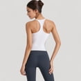 thumbnail image 5 of Women's Fitted Square Neck Tank Top with Built-In Bra and Racerback Design for Active and Casual Comfort - Large, White, 5 of 7