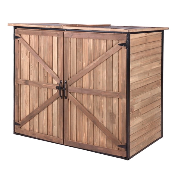 Aivituvin Outdoor Storage Shed with Metal Frame, Weatherproof  Garden Trash Can Storage Cabinet with Adjustable Shelves & Removable Floor for Garbage, Gardening Tools & Accessories