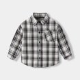 thumbnail image 2 of SERTG Children's Formal Casual Dress Shirt – 2025 Fashion Long Sleeve Solid & Striped Button Up Tops Child Spring Autumn School or Party Wear(Gray#7,6-7 Years), 2 of 3
