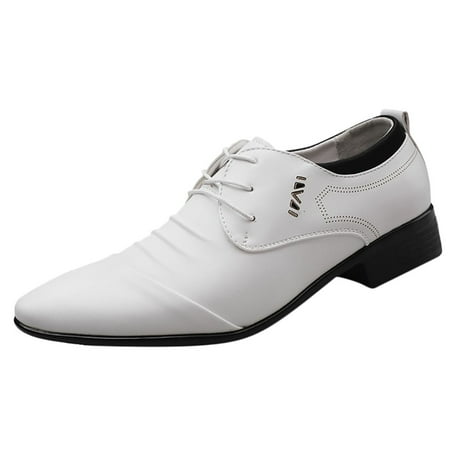 Men Lace Business Leather Shoes Casual Comfortable Wedding Shoe Male Suit Shoes Men Shoes Dress Leather Soles Men Shoes Formal Mens Leather Dress Shoes Size 9 Mens Leather Dress Shoes with Leather