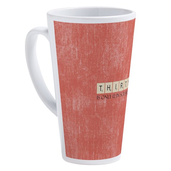 CafePress - Scrabble Thirty Only 12 - 17 Oz White Ceramic Latte Mug