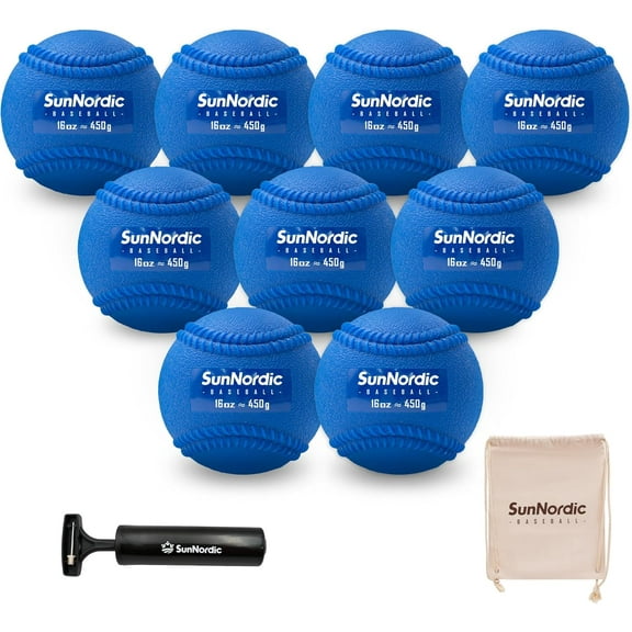 ZEN 9 Pack Weighted Baseballs Set (16 oz) - Weighted Baseballs for Hitting Training & Improved Power - Pitching Training Baseball for All Skill Levels