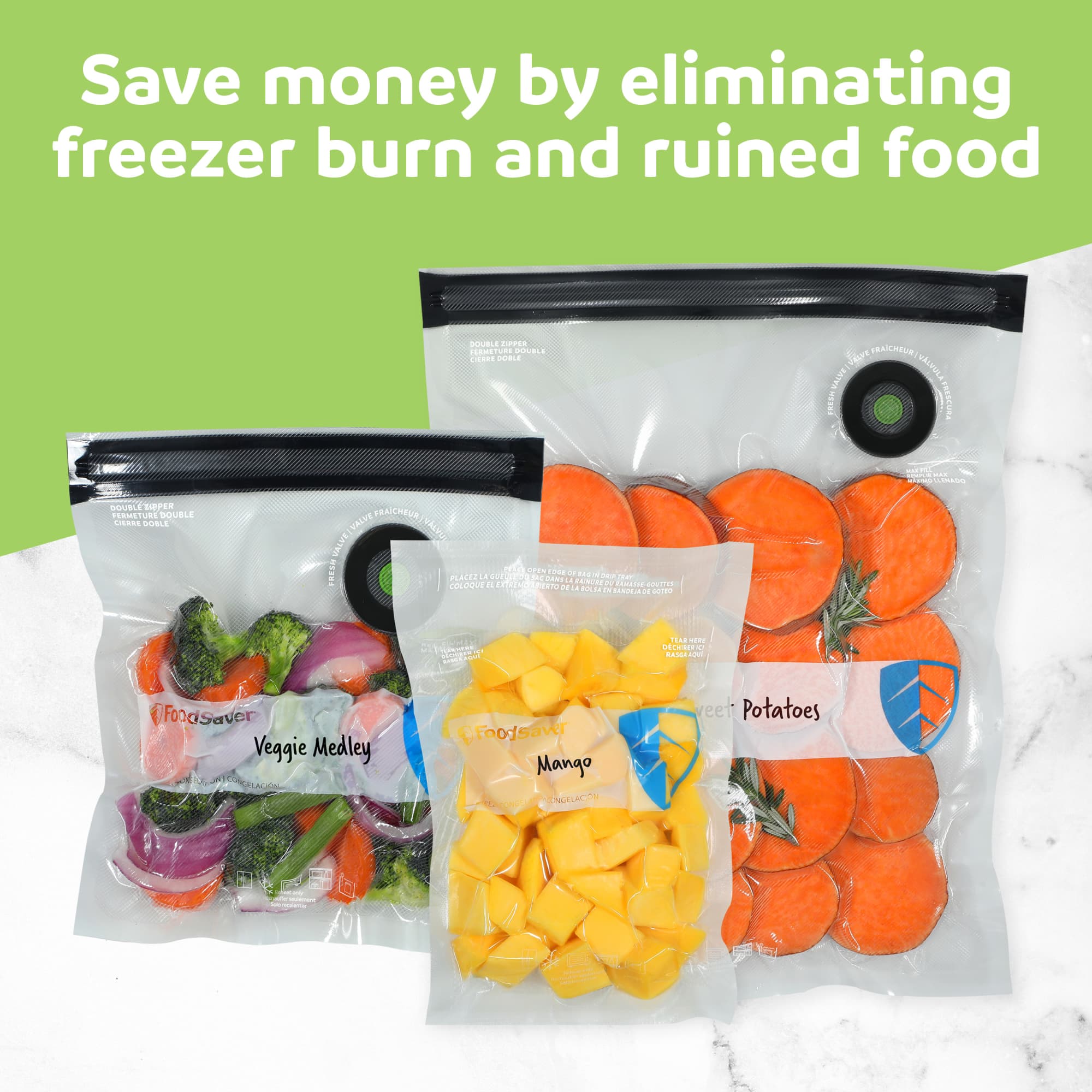 FoodSaver Reusable Gallon Vacuum Zipper Bags, 8 Count BPA-Free Storage Bags for Food, Sous Vide, and Meal Prep, Compatible with Handheld Sealers