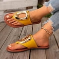 thumbnail image 4 of GERsome Thong Sandals for Women Summer Slip On Flats Beach Slide Sandals Dressy Comfort Travel Vacation Flip Flops, Yellow Size 7.5, 4 of 7