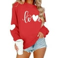 thumbnail image 4 of FDGIU Women's Valentine Pullover Sweatshirt, Cozy Heart Print Long Sleeve Top for Valentine's Day & Comfortable Trendy Style, 4 of 7