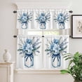 thumbnail image 6 of Blue Floral Curtain Valances Set Pastoral Eucalyptus Leaf Vase Kitchen Curtains 24&nbsp;inch Length Rod Pocket Valance and Tiers 3 Piece Set Small Bedroom Bathroom Laundry Decor, 6 of 9