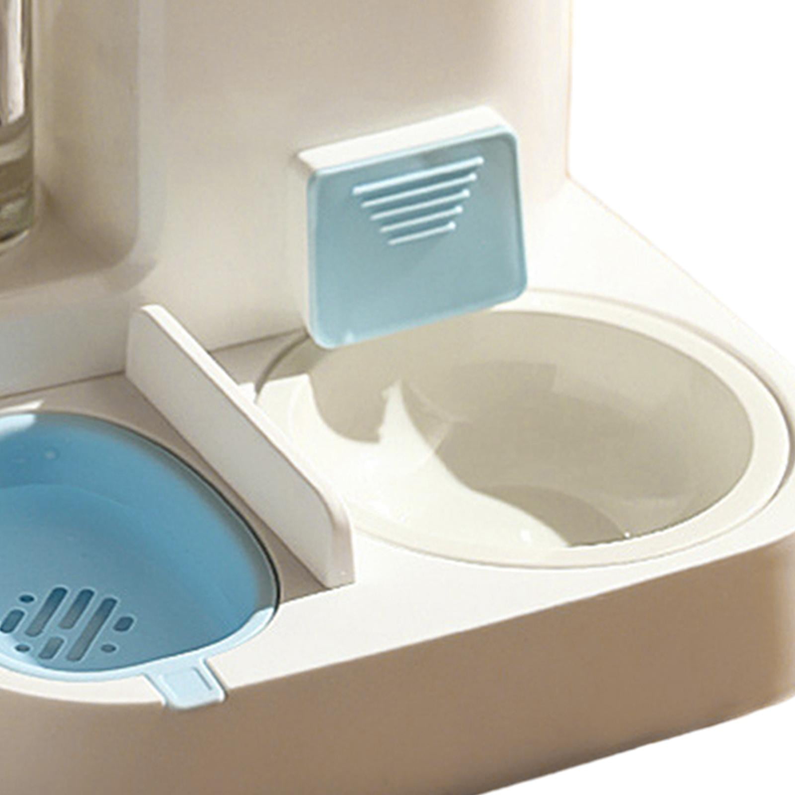 Automatic Cat Feeder Feeder and Waterer Set 2 in 1 Design Feeding Station Gravity Refill Kitten Container Drinker Feeder Detachable Bowl Blue