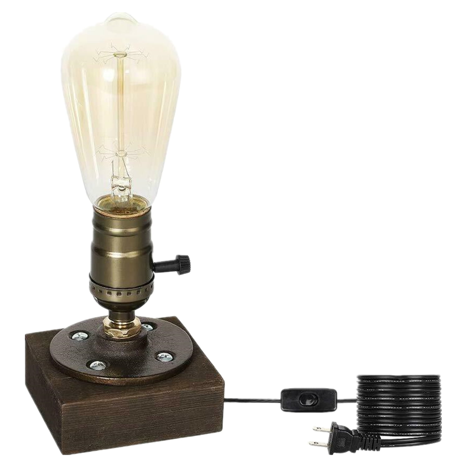 E27 Vintage Industrial Table Edison Light Bulb Desk Wood Socket Lamp Dimmable 