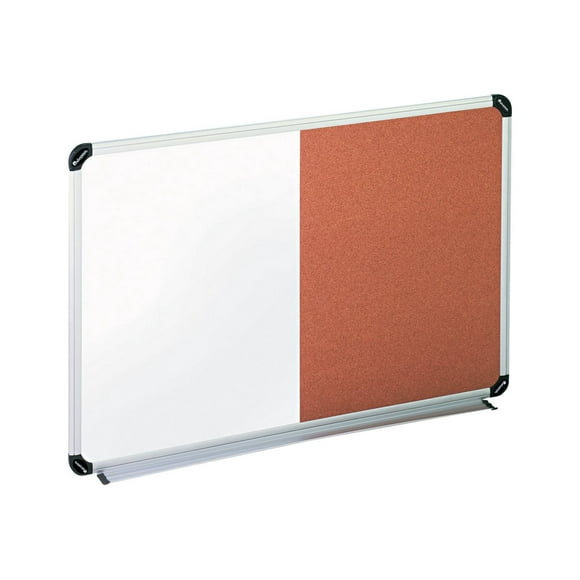 UNIVERSAL - Tableau Combiné: Tableau Blanc, Tableau d'Affichage - Montable au Mur - 35.98 Po x 24.02 Po - Liège, Mélamine - Blanc, Naturel - Cadre en Aluminium avec Coins Noir/gris