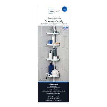 Sterling 88028700-0 Wall Mounted Shower Caddy – White, 10-Basket – Modern, Mildew-Resistant