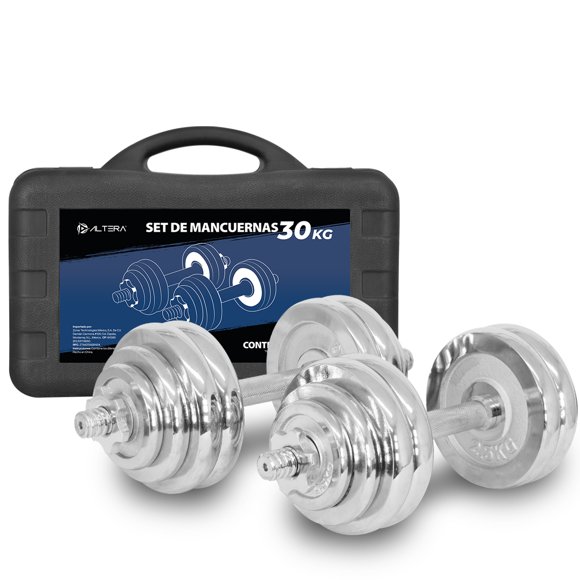 Set De Mancuernas C/ discos 30 kg Altera CONECT-30-PL Plata