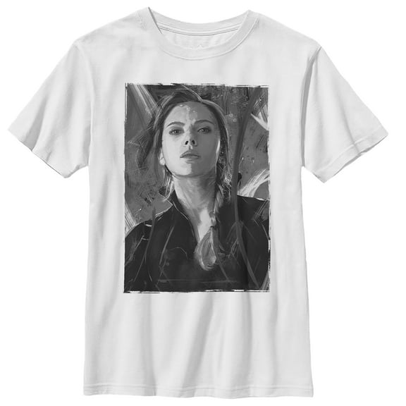 Boy's Marvel Avengers: Endgame Black Widow Greyscale  Graphic Tee White Medium