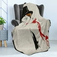 thumbnail image 4 of Queen Soft Flannel Fleece Throw Blanket, Retro Style Woman Hat Playing Card Design Poker Casino Gamble, Cozy Plush for Indoor and Outdoor Use, 60" x 80", Vermilion Beige, by Ambesonne, 4 of 5