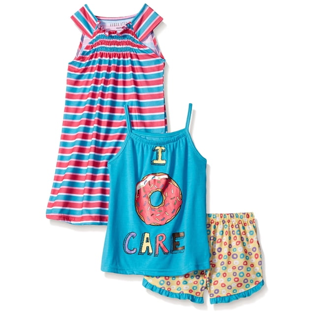 Komar Kids Ensemble de Pyjama pour Filles, Chemise de Nuit et Shorts