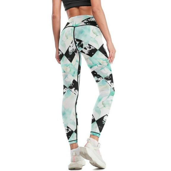 High Waisted Leggings for Women Regular & Plus - No See Through Tummy Control Cycling Workout Yoga Pants without Pockets Acid Blue S