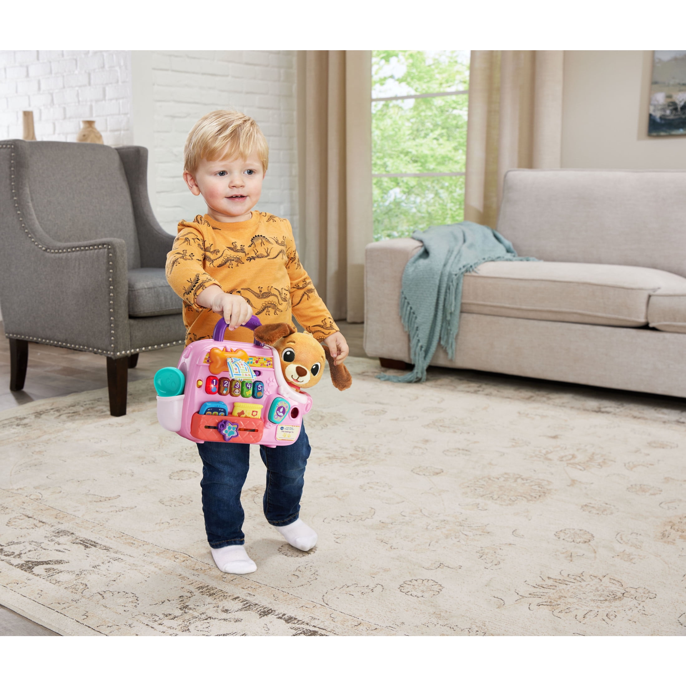 VTech Cutie Paws Puppy Carrier Plush, Plastic with Accessories, Baby and Toddler Toys