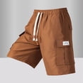 thumbnail image 2 of KPOPLK Mens Cotton Linen Shorts Casual Drawstring 7inch Inseam Shorts Stretch Summer Beach Wear Size XL,Coffee, 2 of 4