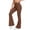 Coffee, variant on Women's Bell Bottom Pants High Elastic Waist Trousers Solid Full Length Fitness Pants Pull On Athletic Pants for Yoga Pilates Running Wine L