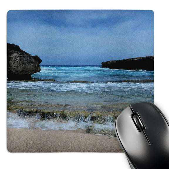 3dRose, Photograph of waves crashing in an inlet of the coast of Aruba., MousePad