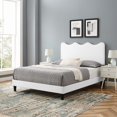 thumbnail image 2 of Platform Bed Frame, Queen Size, White, Velvet, Modern Contemporary, Bedroom Master Guest Suite Room, 2 of 12