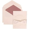JAM Paper Wedding Invitation Set, Large, 5 1/2 x 7 3/4, White Card with Mauve Lined Envelope and Flower Cloud Ribbon Set, 50/pack