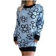 thumbnail image 2 of Lilgiuy Women's Winter Casual Printed Long Sleeve Round Neck Knitted Dress for Beer Festival, 2 of 5