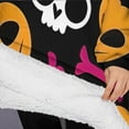 thumbnail image 3 of Oversized Wearable Blanket Hoodie,Halloween Colorful Spooky Elements Sherpa Blanket Hoodie with Super Pockets,Super Warm Fuzzy Pullover for Women & Men, 3 of 6