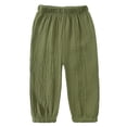 thumbnail image 2 of Hansber Toddler Boy Girl Plain Cotton Linen Pants Elastic Waist Casual Bloomers Trousers Army Green 130, 2 of 4