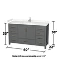 thumbnail image 4 of Wyndham Collection Sheffield 60" Solid Wood Single Bathroom Vanity in Dark Gray, 4 of 4