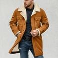 thumbnail image 2 of FYEGRE Men's Suede Casual Jacket for Autumn Winter Season Lined Warm Outerwear Overcoat Yellow M, 2 of 9