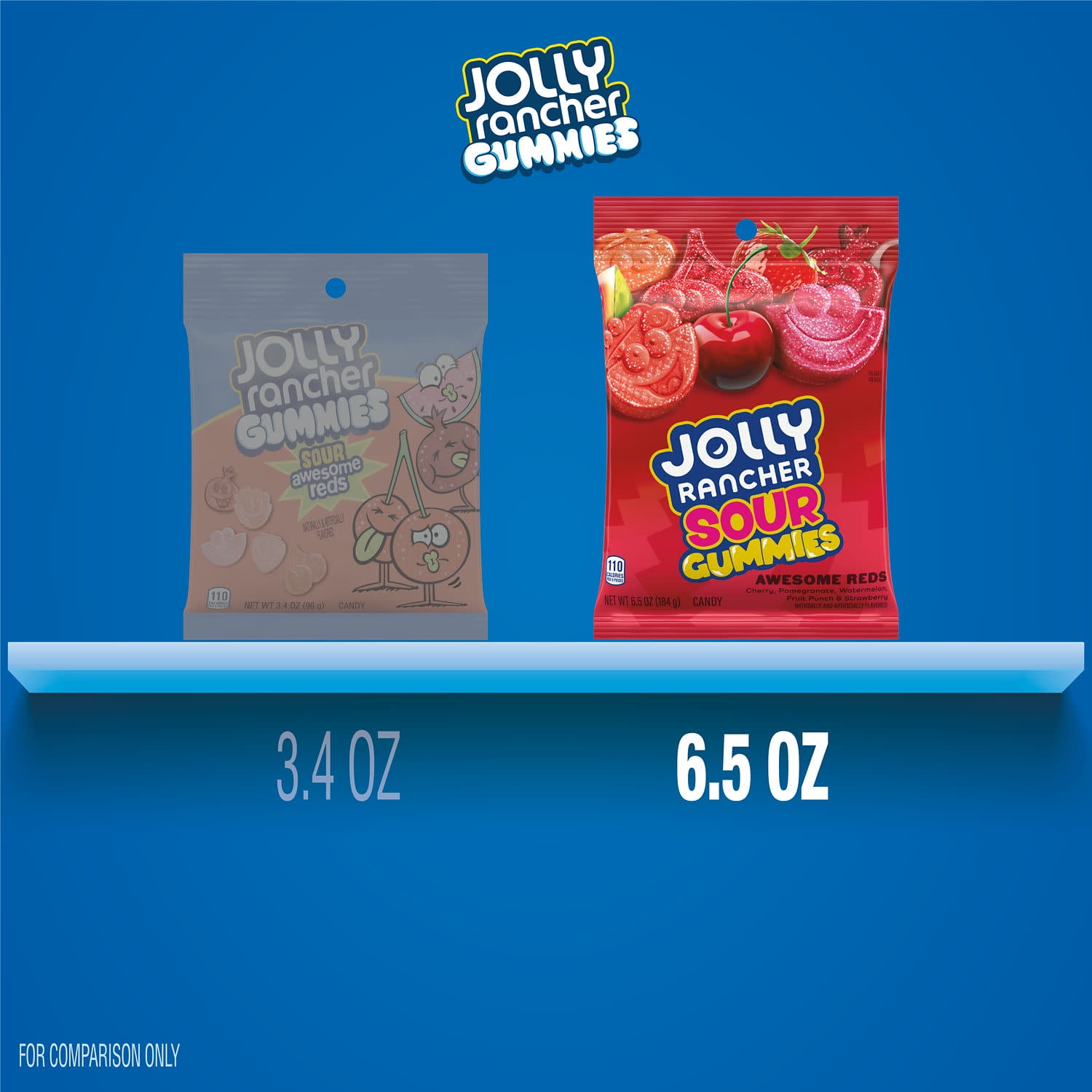 (2 pack) Jolly Rancher Sour Gummies Awesome Reds Assorted Fruit Flavored Gummy Candy, Bag 6.5 oz