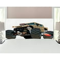 thumbnail image 1 of Cars Headboard, Extremely Large Giant Monster Pickup Truck with Huge Oversized Tires Race Illustration, Upholstered Decorative Metal Bed Headboard with Memory Foam, Full Size, Multicolor, by Ambesonne, 1 of 4