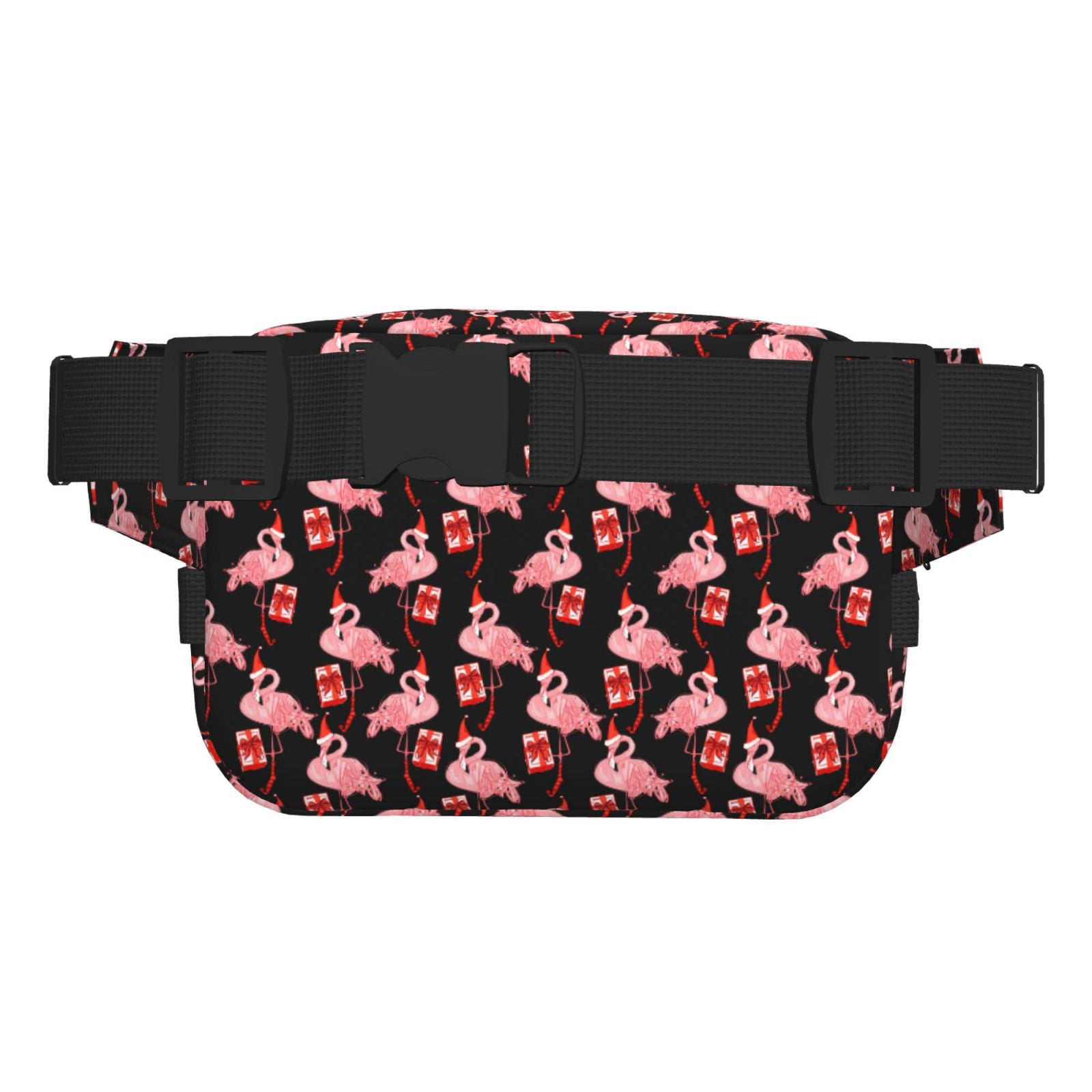 Picia New Year Flamingo Print Square Double-Layer Waist Bag Mini Adjustable Waist Belt Bag Exercise Running Travel Hiking