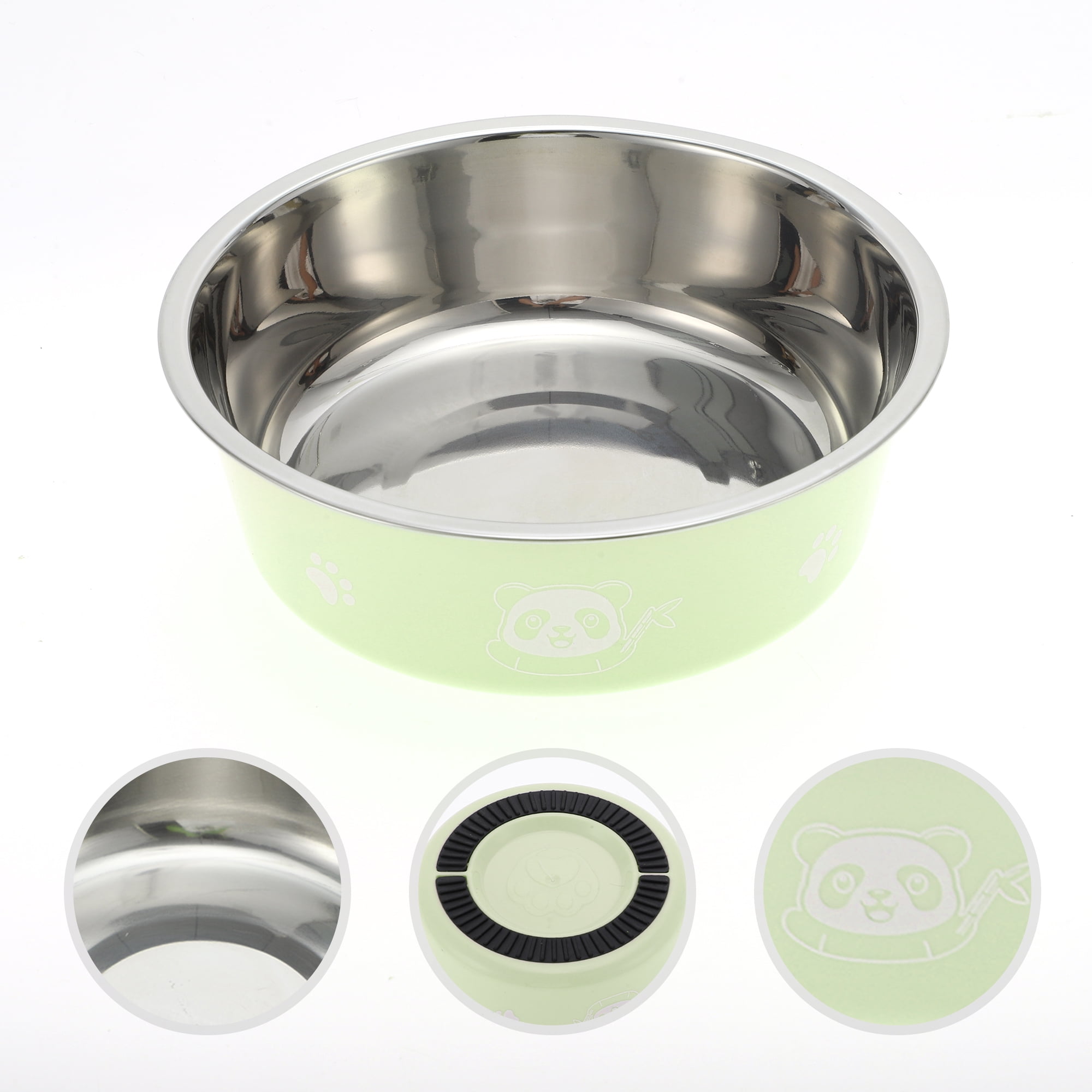 Unique Bargains Non-Skid Extra Large Dog Bowl Panda Pattern 1 Pc Green